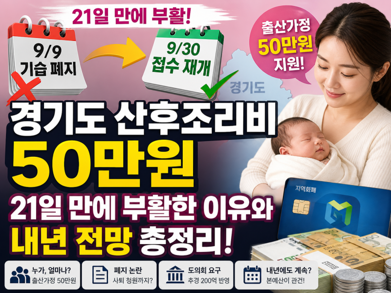 경기도 산후조리비 50만원, 21일 만에 부활한 이유와 내년 전망 총정리