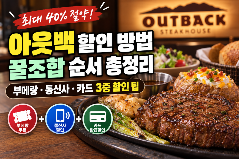 아웃백 할인 방법 꿀조합 순서 총정리 (부메랑·통신사·카드 3중 중복결제 팁)