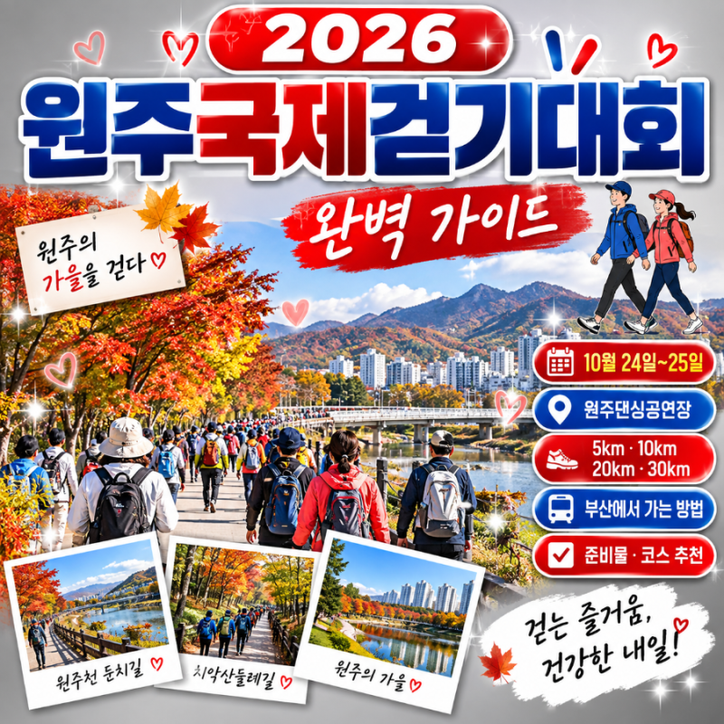 2026 원주국제걷기대회｜가을 원주를 걷다! 10월 24~25일 코스·참가비·신청방법