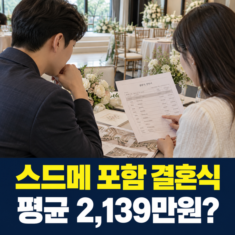 요즘 스드메 포함 결혼식 평균 비용 2,139만원이라고?