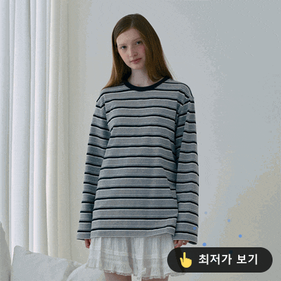 쥬시쥬디 스트라이프티셔츠 J1TS026A, 오버핏의 정석