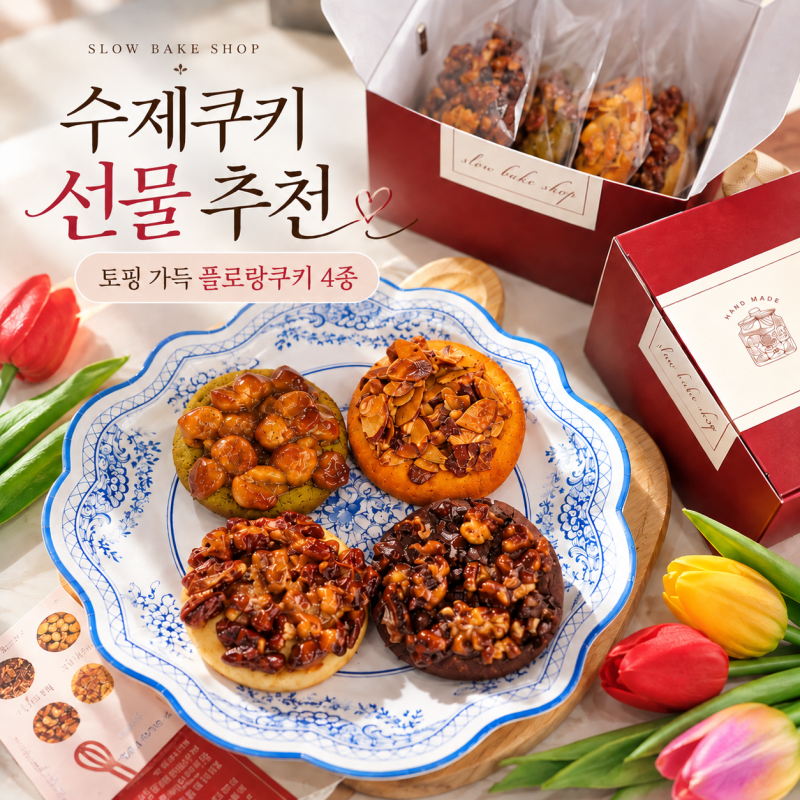 [수제쿠키 선물 추천] 결혼식 답례품·회사 단체 선물로 좋은 플로랑쿠키 4종 (슬로우베이크....