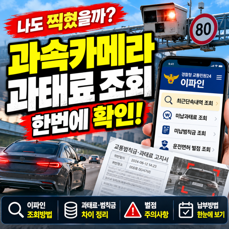 과속카메라 찍혔나? 자동차 과태료 조회 방법｜이파인·범칙금·벌점 차이 총정리