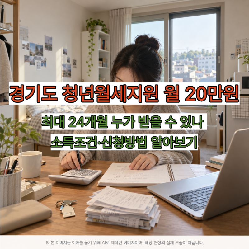 경기도 청년월세지원 월 20만원 최대 24개월 누가 받을 수 있나? 소득조건·신청방법 알아보기