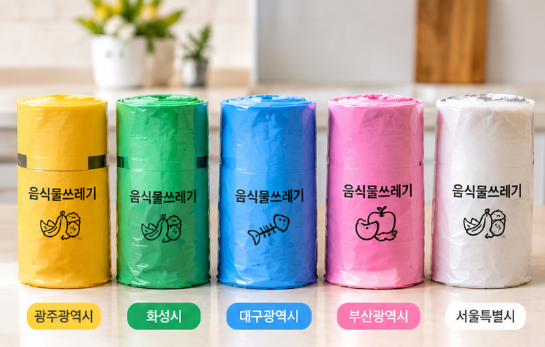 음식물쓰레기봉투 규격과 색깔 버리는법