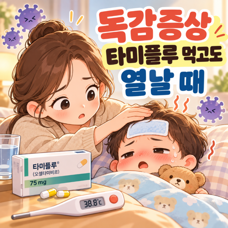 A형독감증상 아기독감열 타미플루 먹고도 열날 때 해열제교차복용 기준
