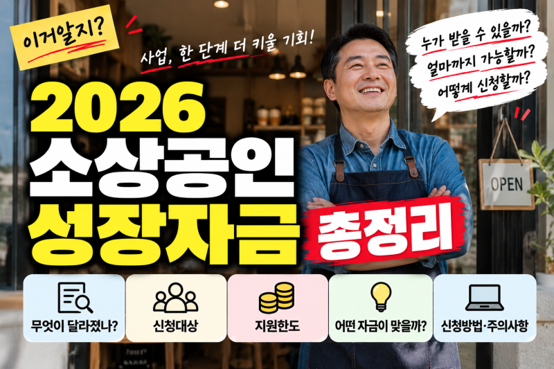 2026 소상공인 성장자금 총정리｜누가 받을 수 있을까? 신청대상·한도·신청방법