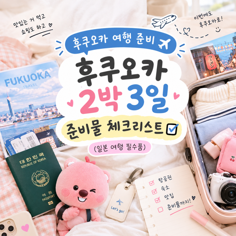 [후쿠오카 여행 준비] 5번째 후쿠오카 2박 3일 | 해외여행 준비물 체크리스트 (일본 여행 필수....