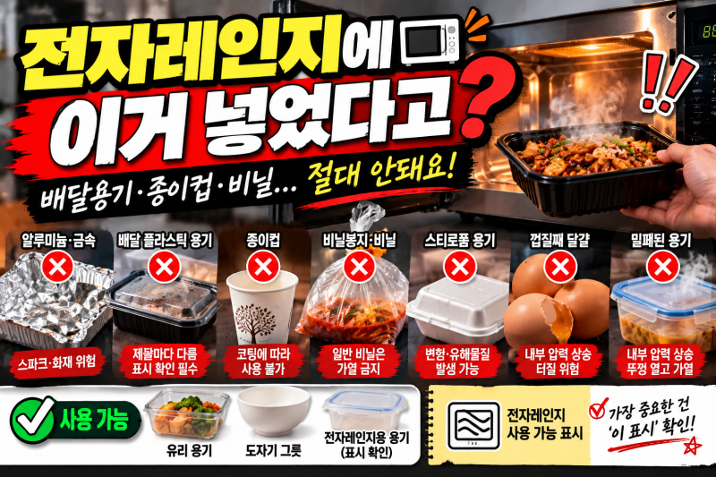 전자레인지에 이거 그냥 넣었다고? 배달용기·종이컵·비닐, 절대 넣으면 안 되는 것 총정리