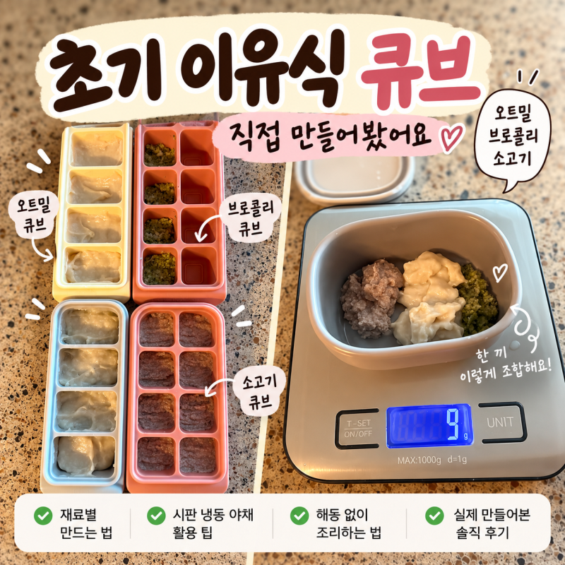 초기 이유식 큐브 만들기 | 소고기, 오트밀, 브로콜리 양•비율 직접 해본 후기