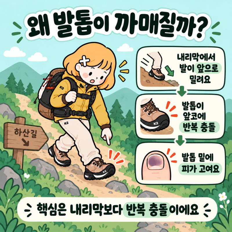 등산 후 엄지발톱이 까매지는 이유, 내리막 때문일까? 발톱 멍 원인과 예방법