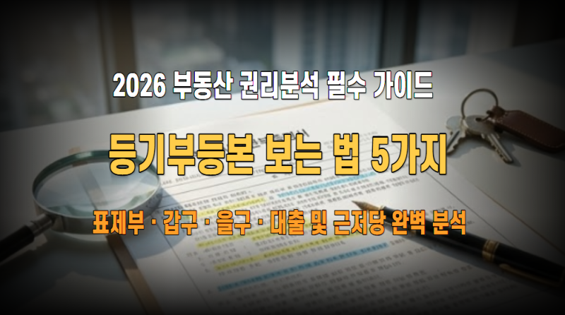 2026 부동산 투자 필수 가이드, 등기부등본 보는 법 5가지 및 완벽 권리분석 노하우