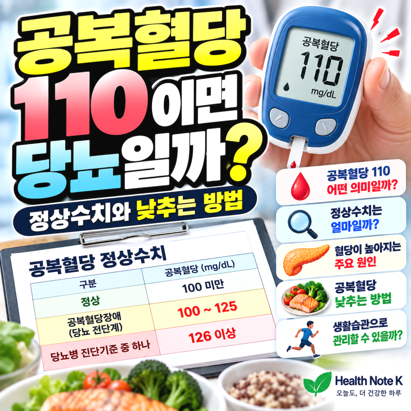 공복혈당 110이면 당뇨일까? 정상수치와 낮추는 방법