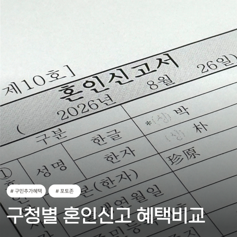 2026 서울 구청별 혼인신고 혜택 총정리 - 준비물 증인 처리기간