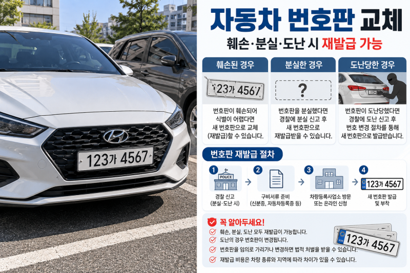 자동차 번호판 교체 비용 얼마? 훼손·분실 시 재발급 방법까지 정리