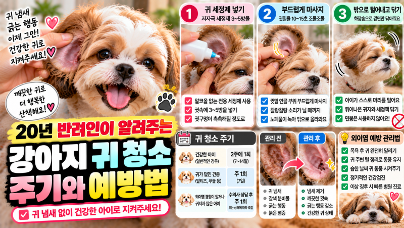 강아지 귀 청소 주기와 냄새 잡는 외이염 예방 관리법