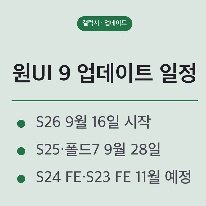 원UI 9 업데이트 일정, 갤럭시 S24는 10월 6일 시작됐습니다