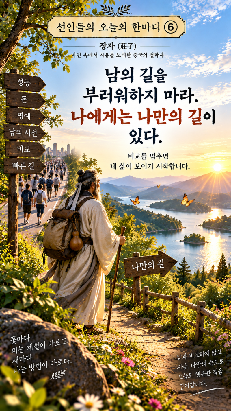 오늘의 한마디 - 장자 "남의 길을 부러워하지 말라"
