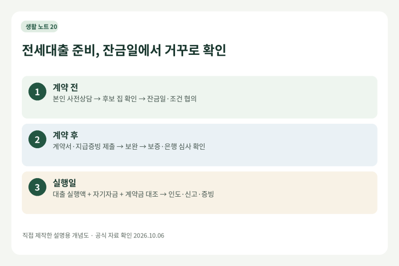 전세대출 상담부터 잔금일까지, 계약 전에 순서를 잡는 법