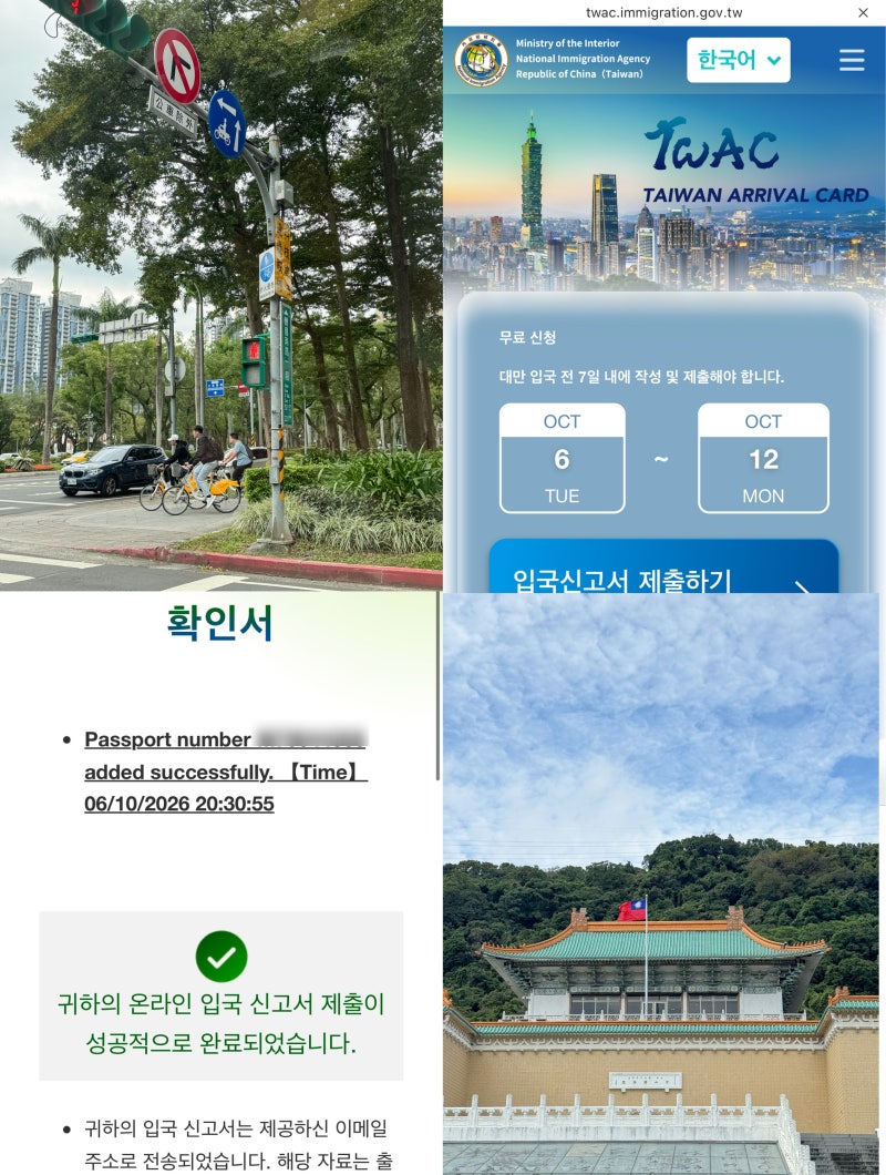 대만 입국신고서 TWAC 작성 방법 온라인 직업 비자 수정