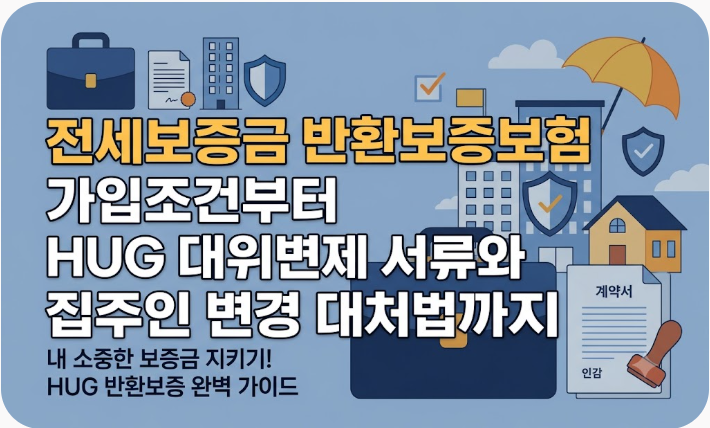전세보증금 반환보증보험 가입조건부터 HUG 대위변제 서류와 집주인 변경 대처법까지
