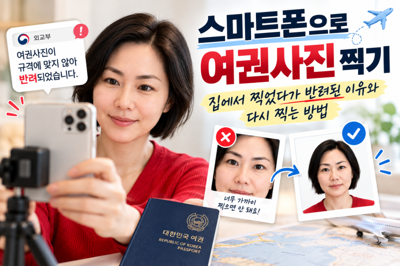 스마트폰으로 여권사진 찍기｜집에서 직접 촬영했다가 반려된 이유와 다시 찍는 방법