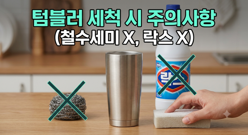텀블러 찌든 때·물비린내 완벽 제거법 (과탄산소다·식초 활용 꿀팁)