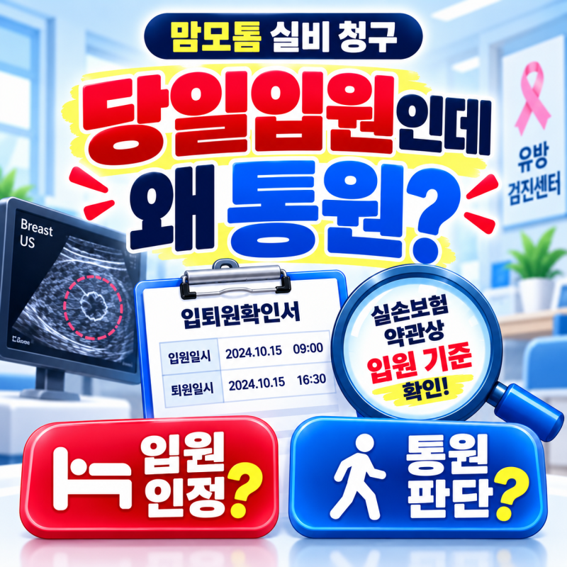 맘모톰 실비 청구, 당일입원인데 왜 통원으로 처리될까? 청구서류·수술비까지 확인해보세요