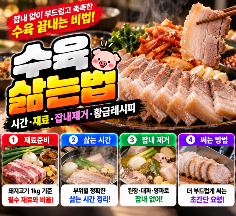 수육 삶는법 시간부터 잡내 제거까지! 돼지고기 수육 부드럽게 삶는 황금레시피