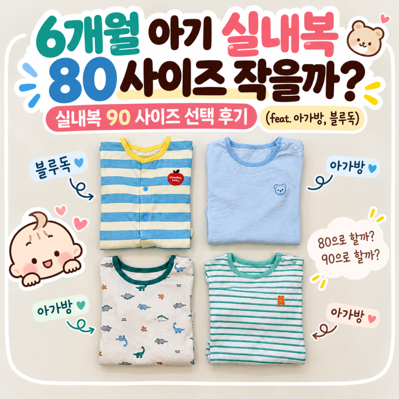 6개월 아기 실내복 80 사이즈 작을까?｜실내복 90 사이즈 선택 후기(feat.아가방,블루독)