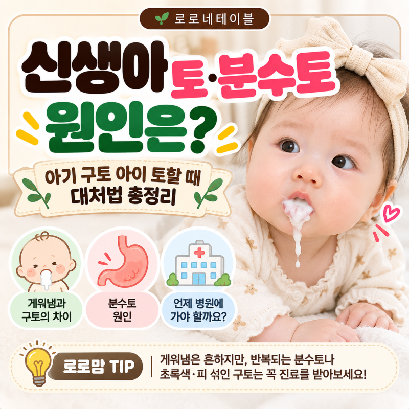 신생아 토 분수토 원인은? 아기 구토 아이 토할 때 대처법 총정리