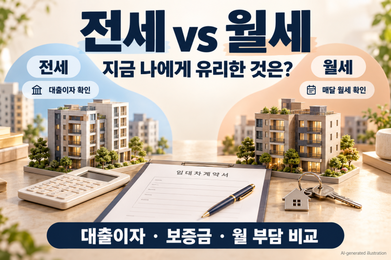 전세 vs 월세, 지금 나에게 유리한 것은?｜대출이자·보증금·월 부담 비교