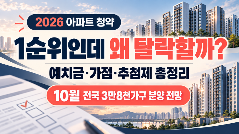 청약통장 1순위인데 왜 탈락할까?｜2026 아파트 청약 예치금·가점·추첨제 총정리