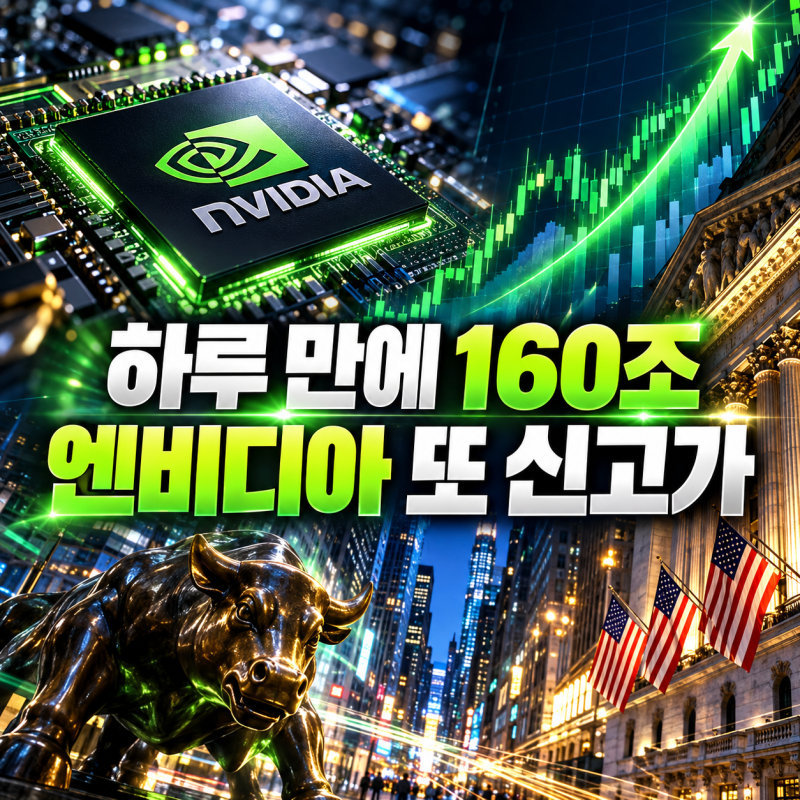 엔비디아 주가 또 신고가, “하루 만에 160조 늘었다” 시총 7,700조원
