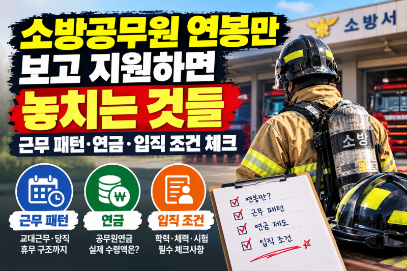 소방공무원 연봉만 보고 지원하면 놓치는 것들 — 근무 패턴·연금·입직 조건 체크