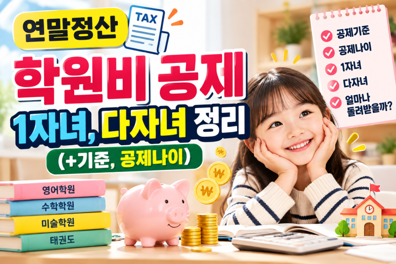 연말정산 학원비 공제 1자녀,다자녀 정리(+기준,공제나이)