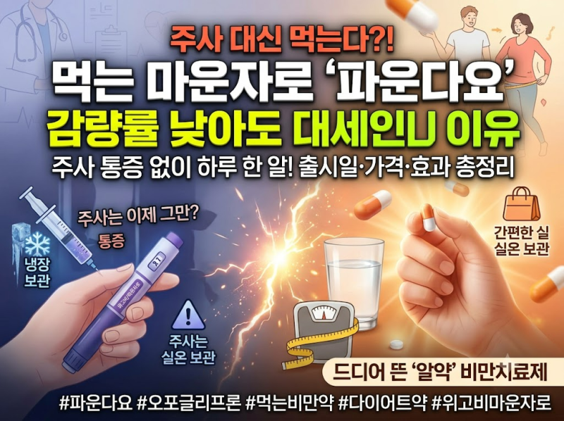 먹는 마운자로 파운다이오, 주사제보다 감량률 낮아도 기대되는 이유 (출시일·가격·효과)