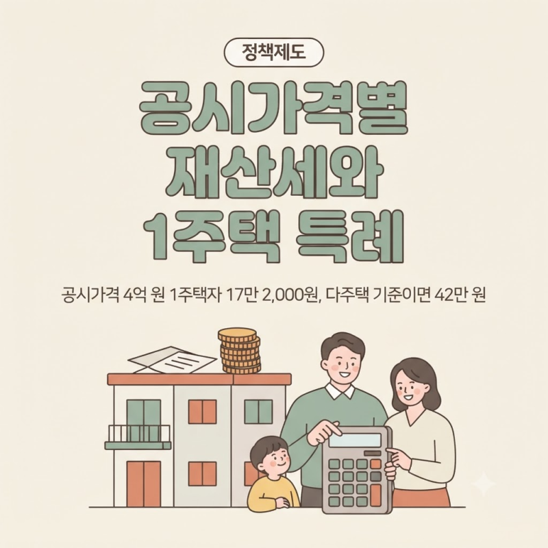 재산세계산기로 보는 공시가격별 재산세와 1주택 특례: 2억∼12억 구간별 계산 정리