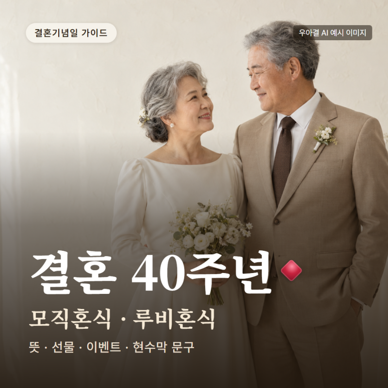 결혼 40주년 명칭은 모직혼식, 루비혼식·벽옥혼식 뜻과 선물·이벤트 총정리