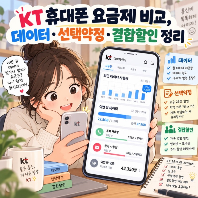 KT 모바일 요금제 고르는 법, 데이터·약정·결합 확인 순서