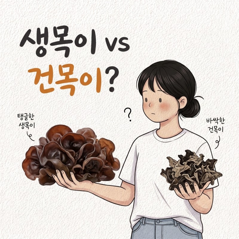 "생목이랑 건목이가 다른 건가요?" 목이버섯 생목이 건목이 차이 불리기 손질