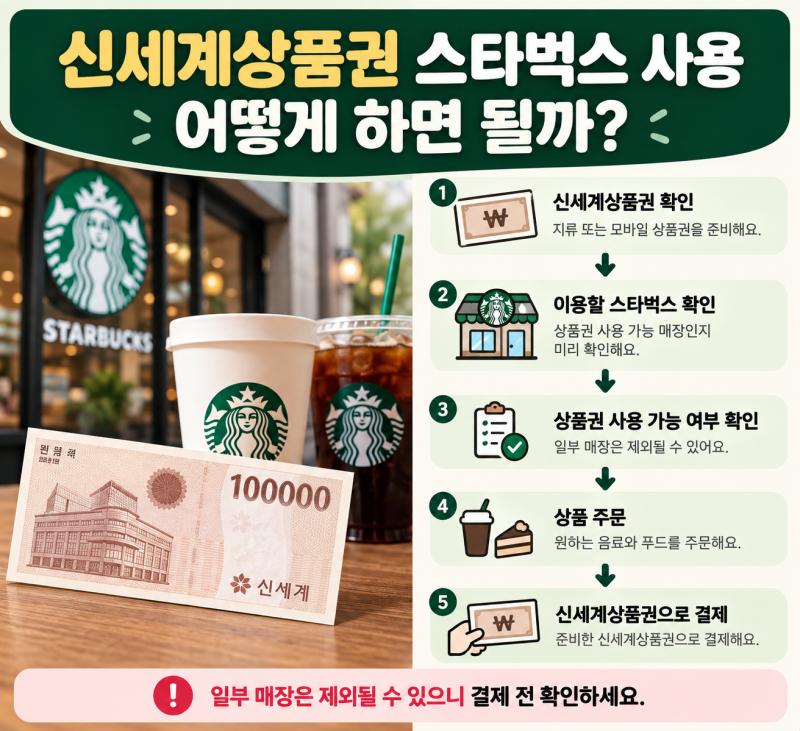 신세계상품권 스타벅스 사용하려면? 결제 전 알아둘 내용