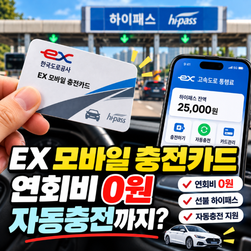 EX 모바일 충전카드 연회비 0원, 하이패스 카드 고민된다면?