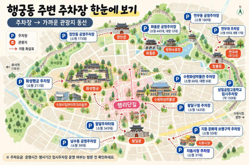 행궁동 주변 주차장 총정리｜주말 주차 어디에 해야 할까?