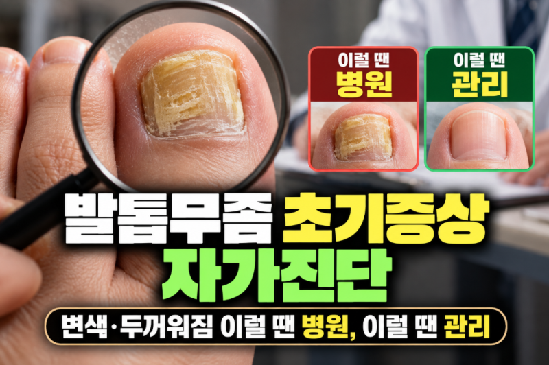 발톱무좀 초기증상 자가진단 | 변색·두꺼워짐 이럴 땐 병원, 이럴 땐 관리