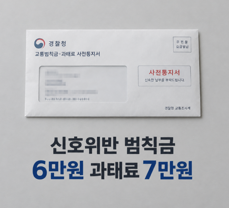 "신호위반 범칙금 60,000원" 과태료와 무엇이 다른가? (Feat. 벌점 15점)