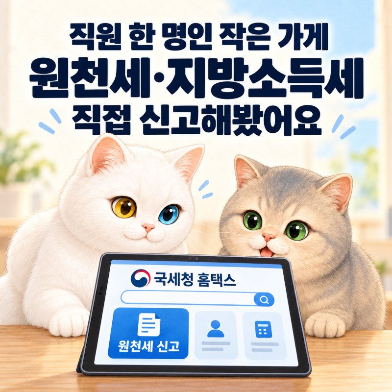 직원 한 명인 작은 가게, 원천세·지방소득세 직접 신고해봤어요