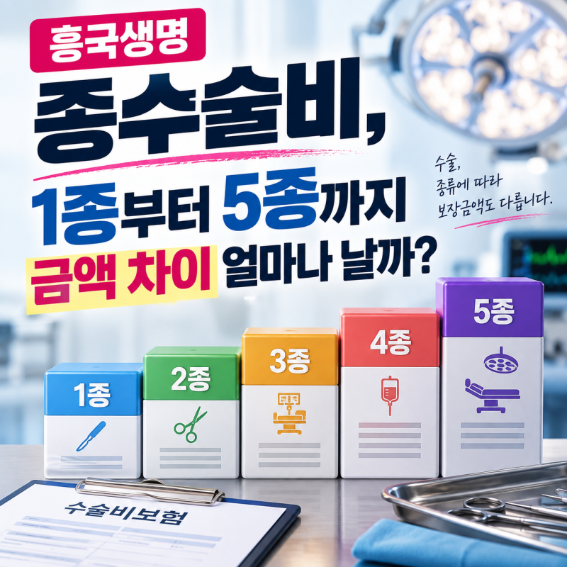 흥국생명 종수술비, 1종부터 5종까지 금액 차이 얼마나 날까?