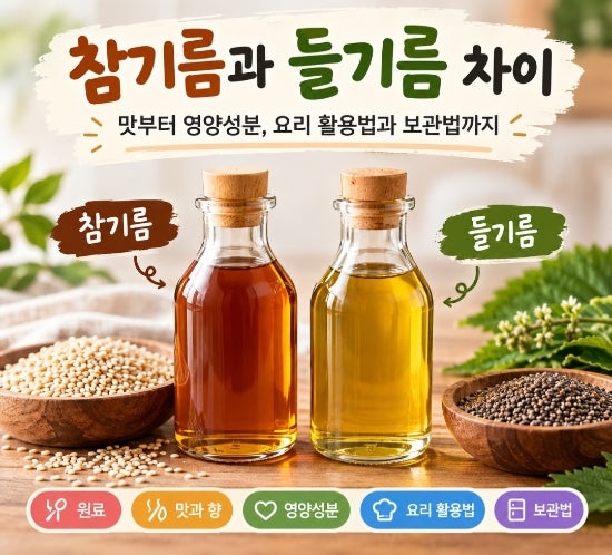 참기름과 들기름 차이｜맛부터 영양성분, 요리 활용법과 보관법까지