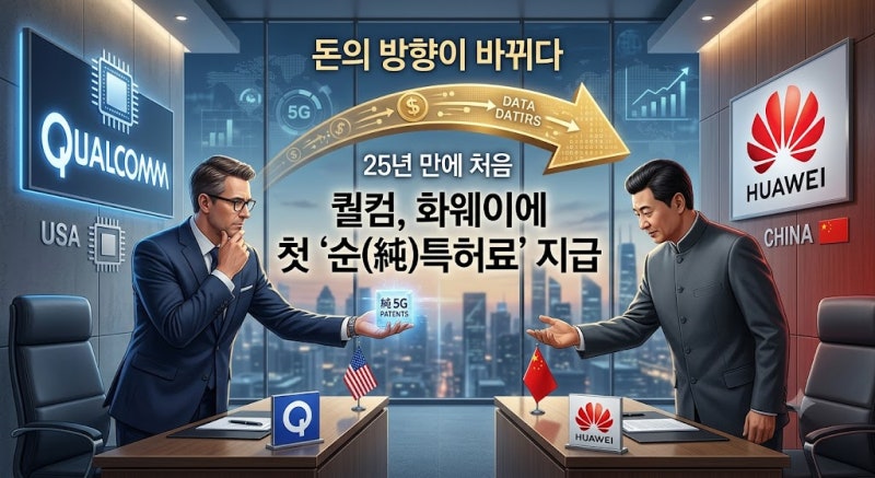 퀄컴, 화웨이에 첫 '순(純)특허료' 지급 — 25년 만에 돈의 방향이 바뀌다